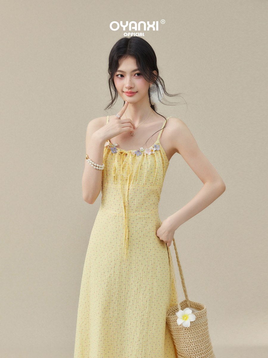 OYANXI 小花柄 キャミワンピース＆カーディガン 2点セット