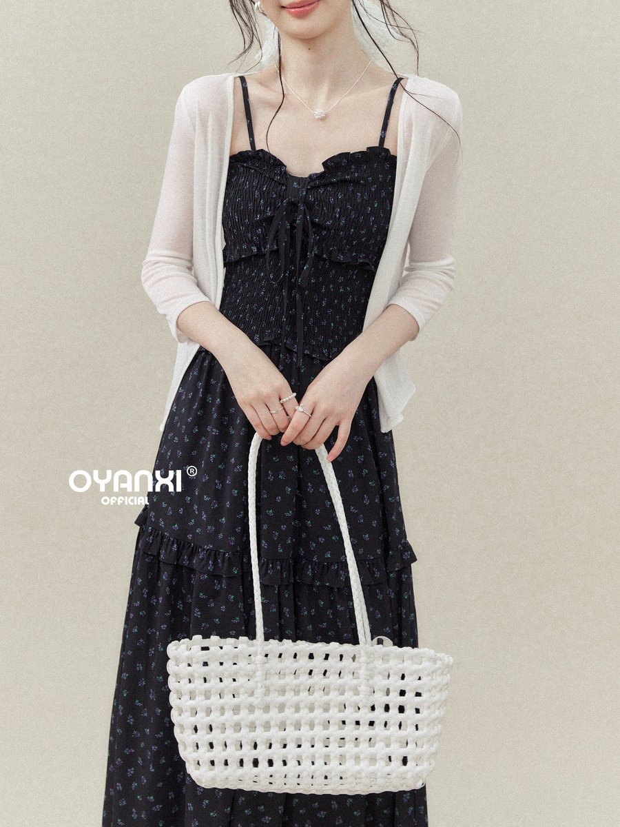OYANXI 小花柄 キャミソール Aラインロングワンピース
