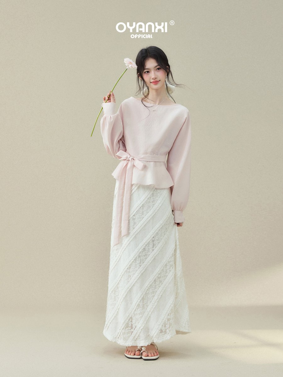 OYANXI ウエストリボン 長袖ブラウス