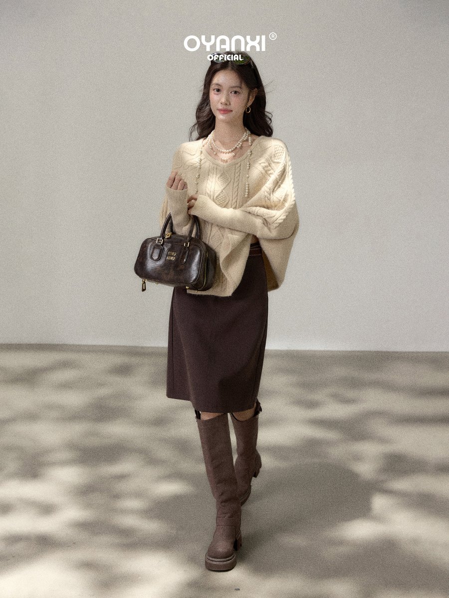 OYANXI 小さめVネック ゆったりプルオーバーニット