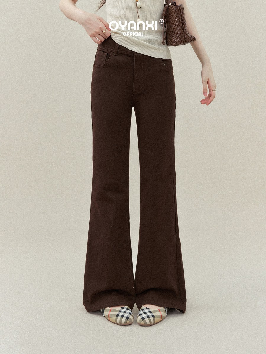 OYANXI ハイウエスト セミフレア デニムパンツ