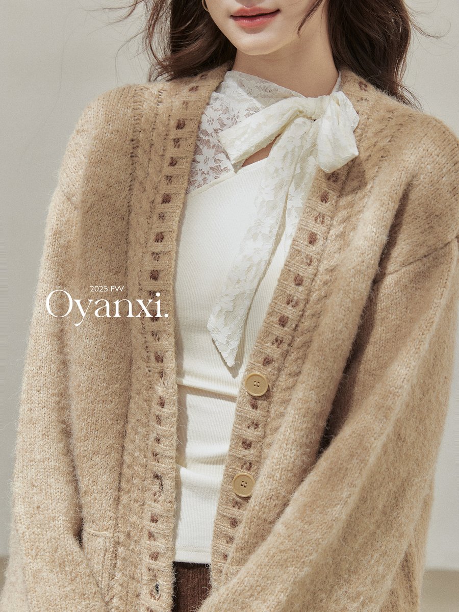 OYANXI ケーブル編み ゆったり ニットカーディガン