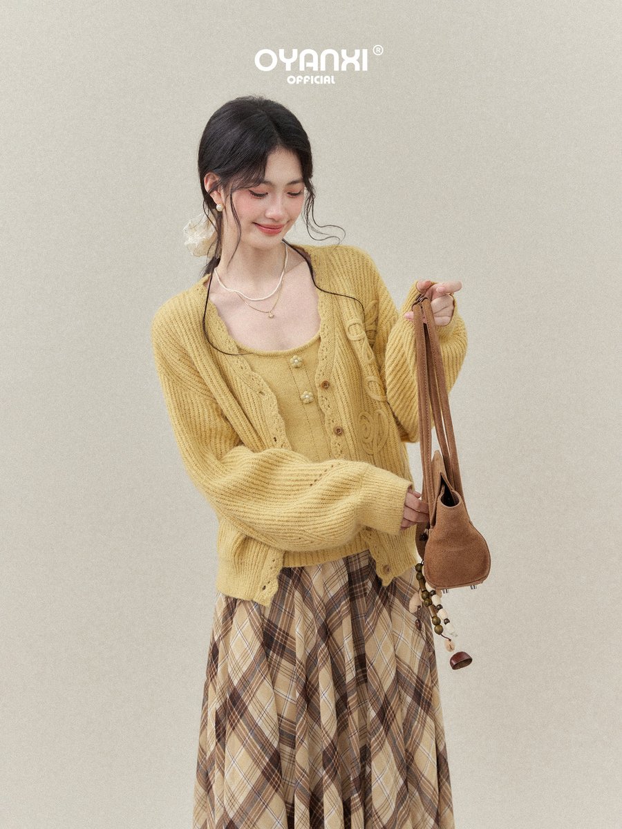 OYANXI キャミソール＆かぎ編みニットカーディガン 2点セット