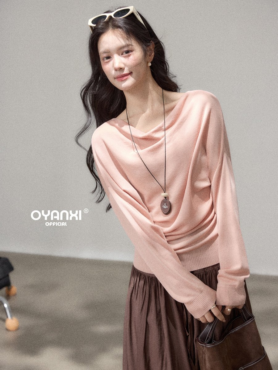 OYANXI ドレープネック ゆったり 長袖ニット