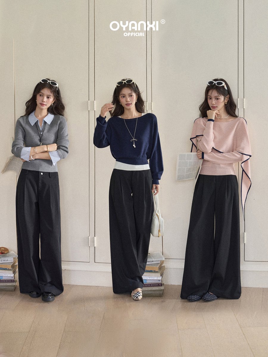 OYANXI タックウエスト とろみ ロング丈 ワイドパンツ