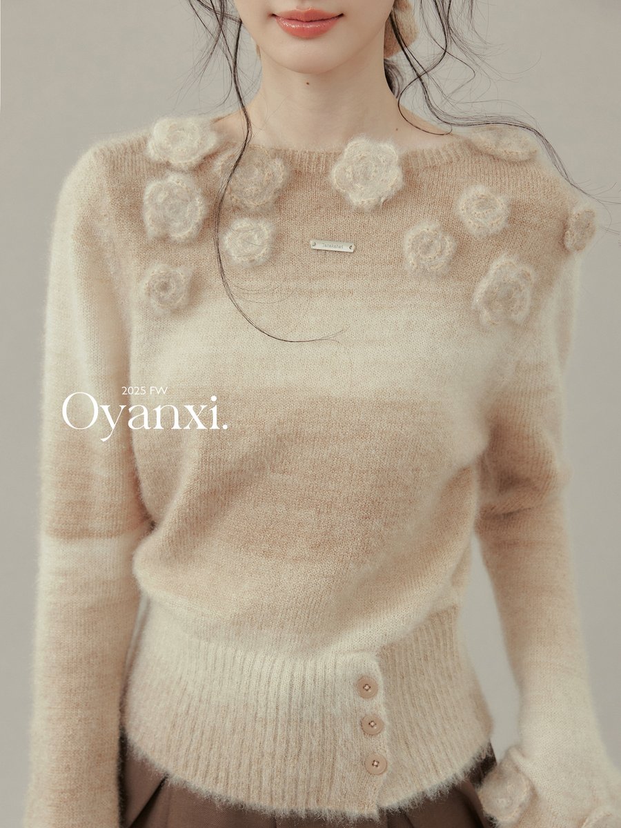 OYANXI ベルスリーブ ニットトップス