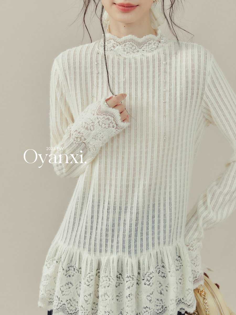 OYANXI レース 長袖インナーTシャツ
