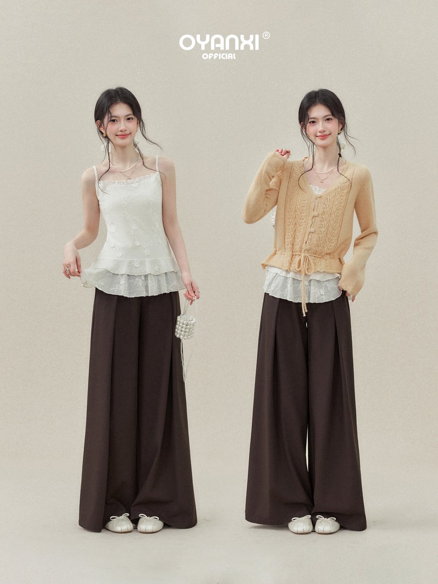 OYANXI レースキャミソール＆透かし編みニット 2点セット