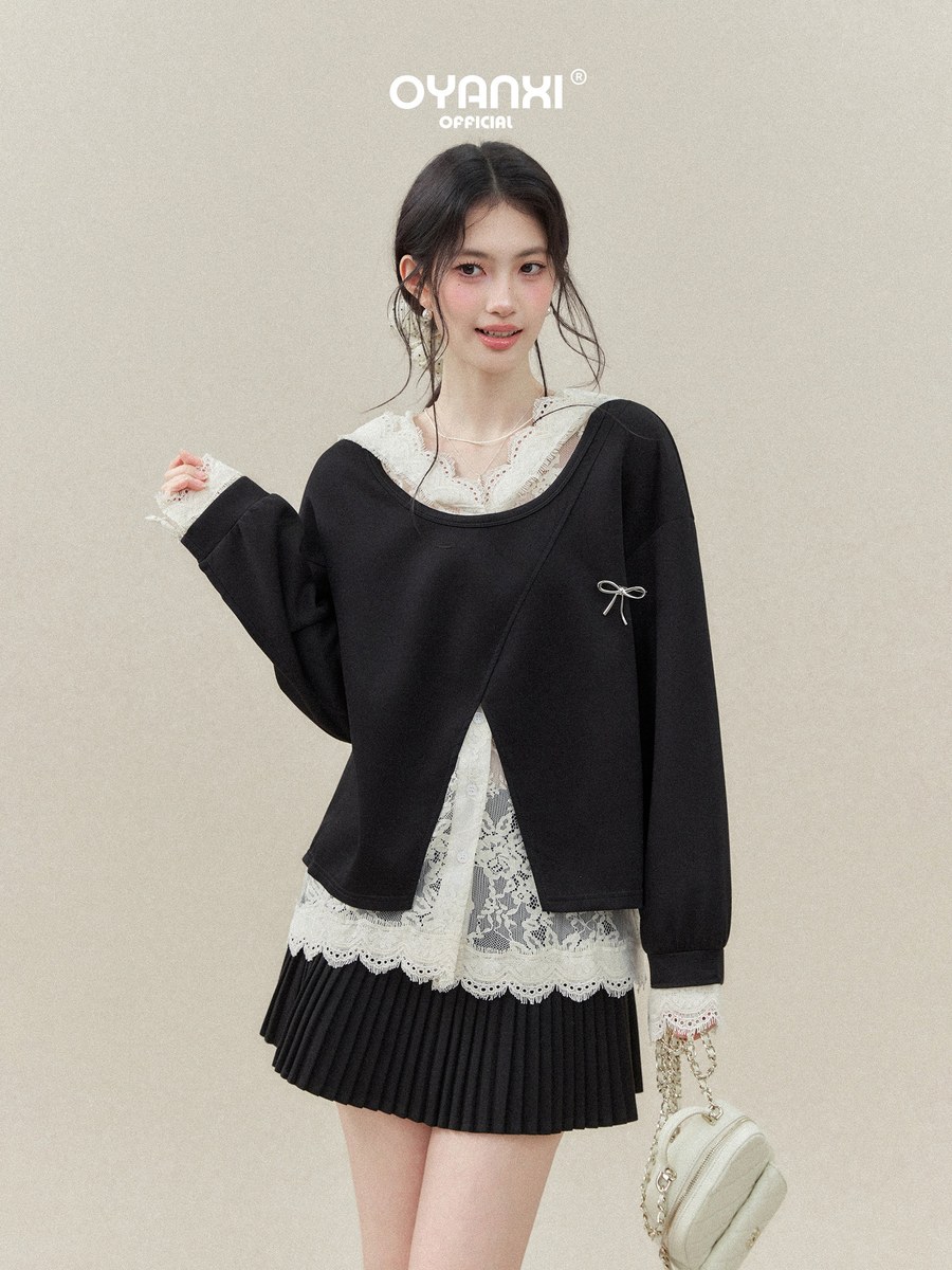 OYANXI レース フーディーベスト＆スリット スウェット 2点セット