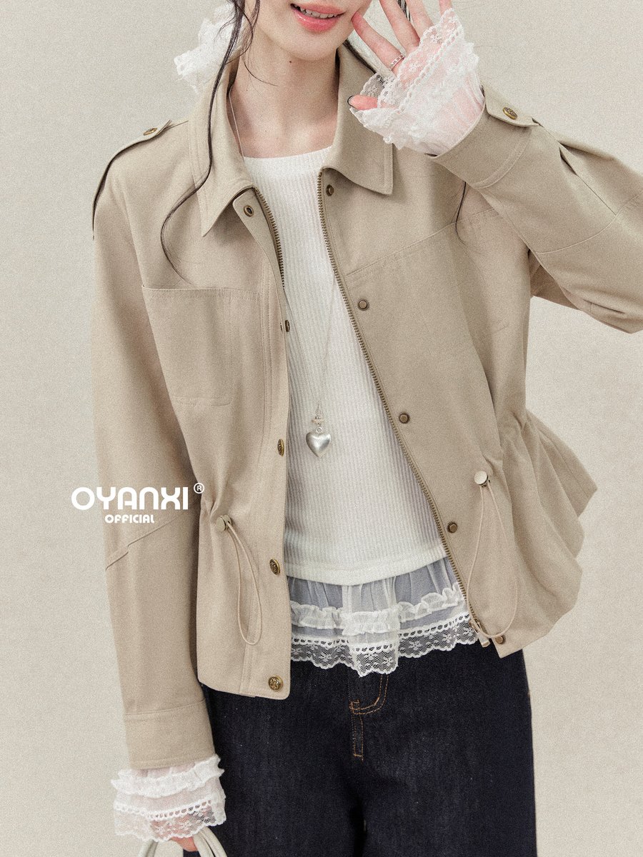 OYANXI 折り襟 ダブル前立て ショート丈ジャケット