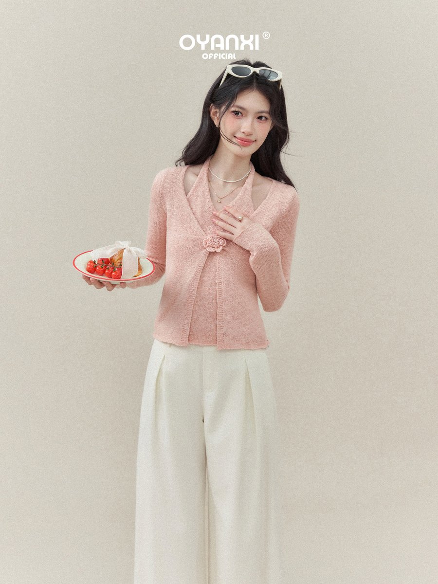 OYANXI ミルキーホワイト ハイウエスト ワイドパンツ