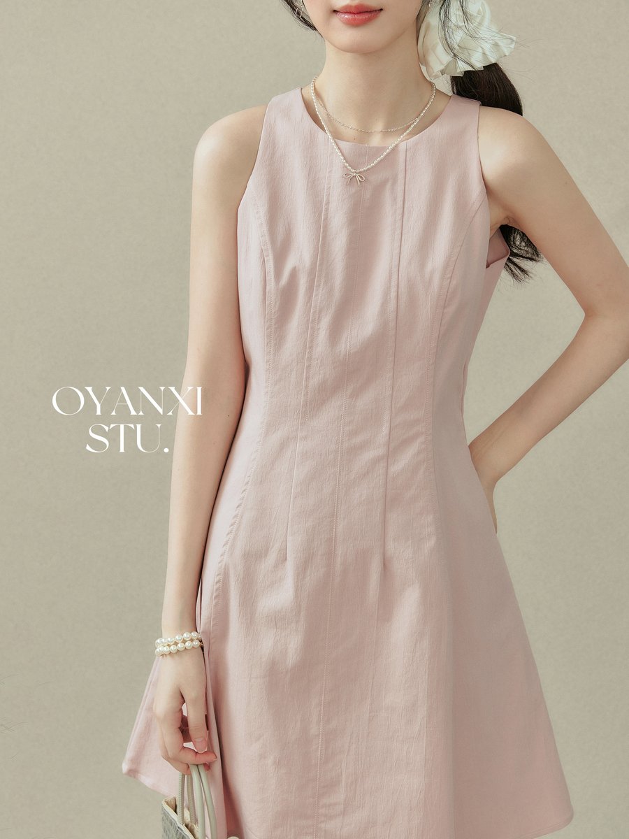 OYANXI ウエストシェイプ ノースリーブ Aラインワンピース