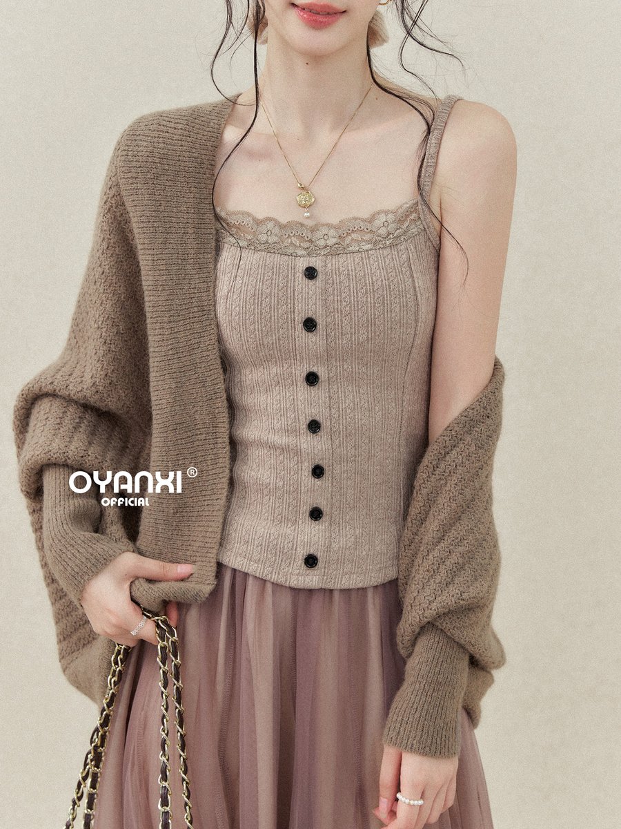 OYANXI ドルマンスリーブ ゆったり ニットカーディガン