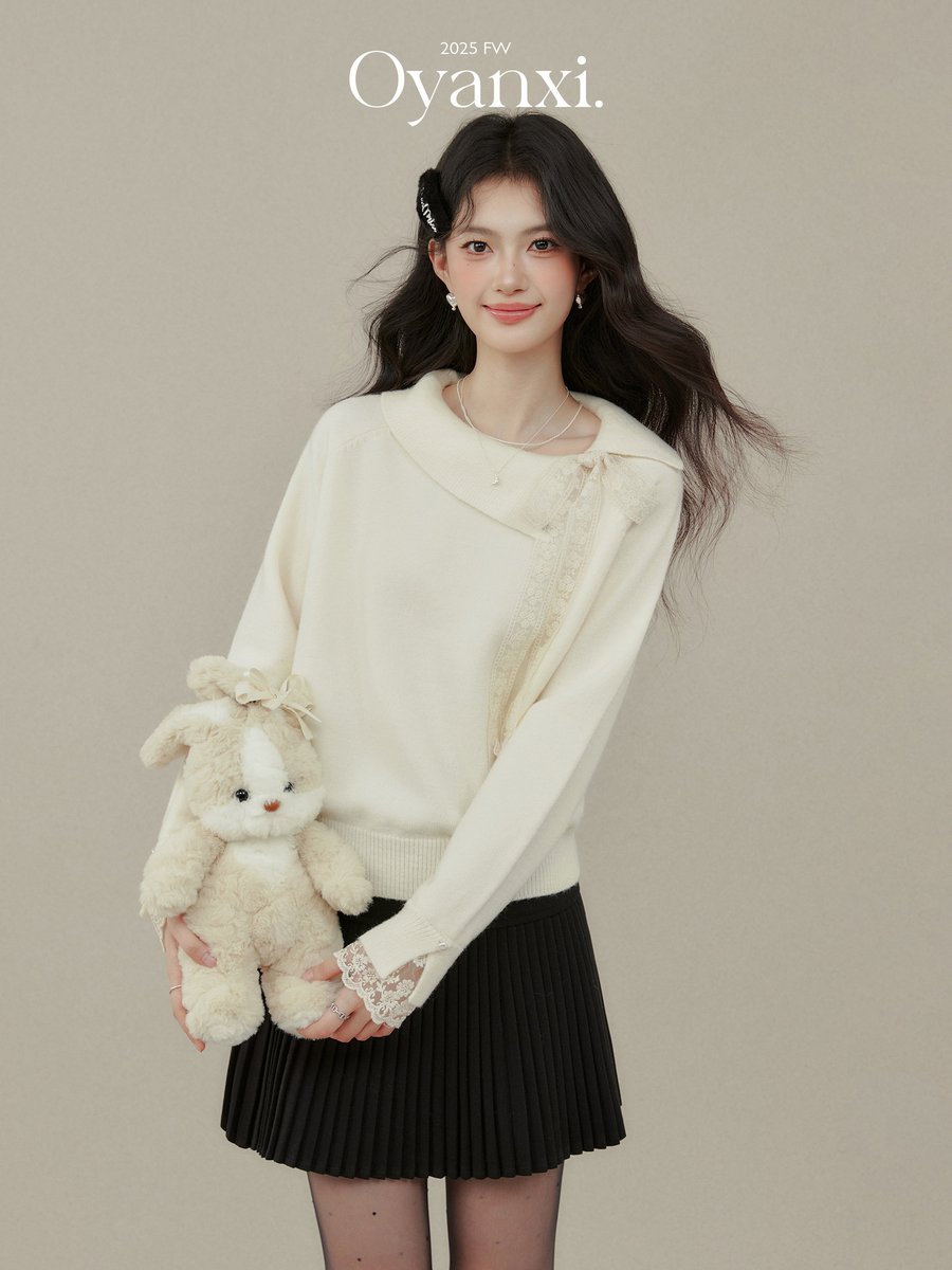 OYANXI 襟付き ショート丈 プルオーバーニット