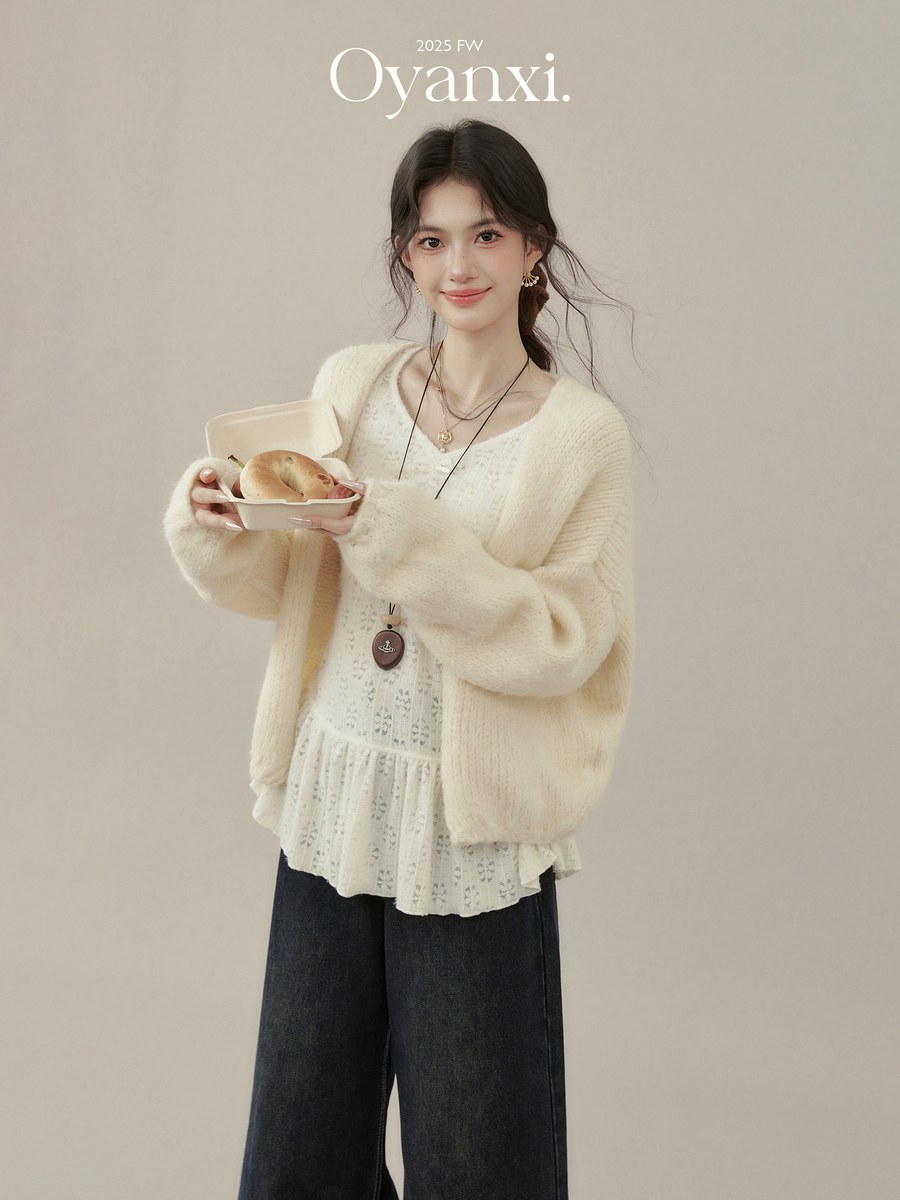OYANXI ルーズシルエット ニットカーディガン