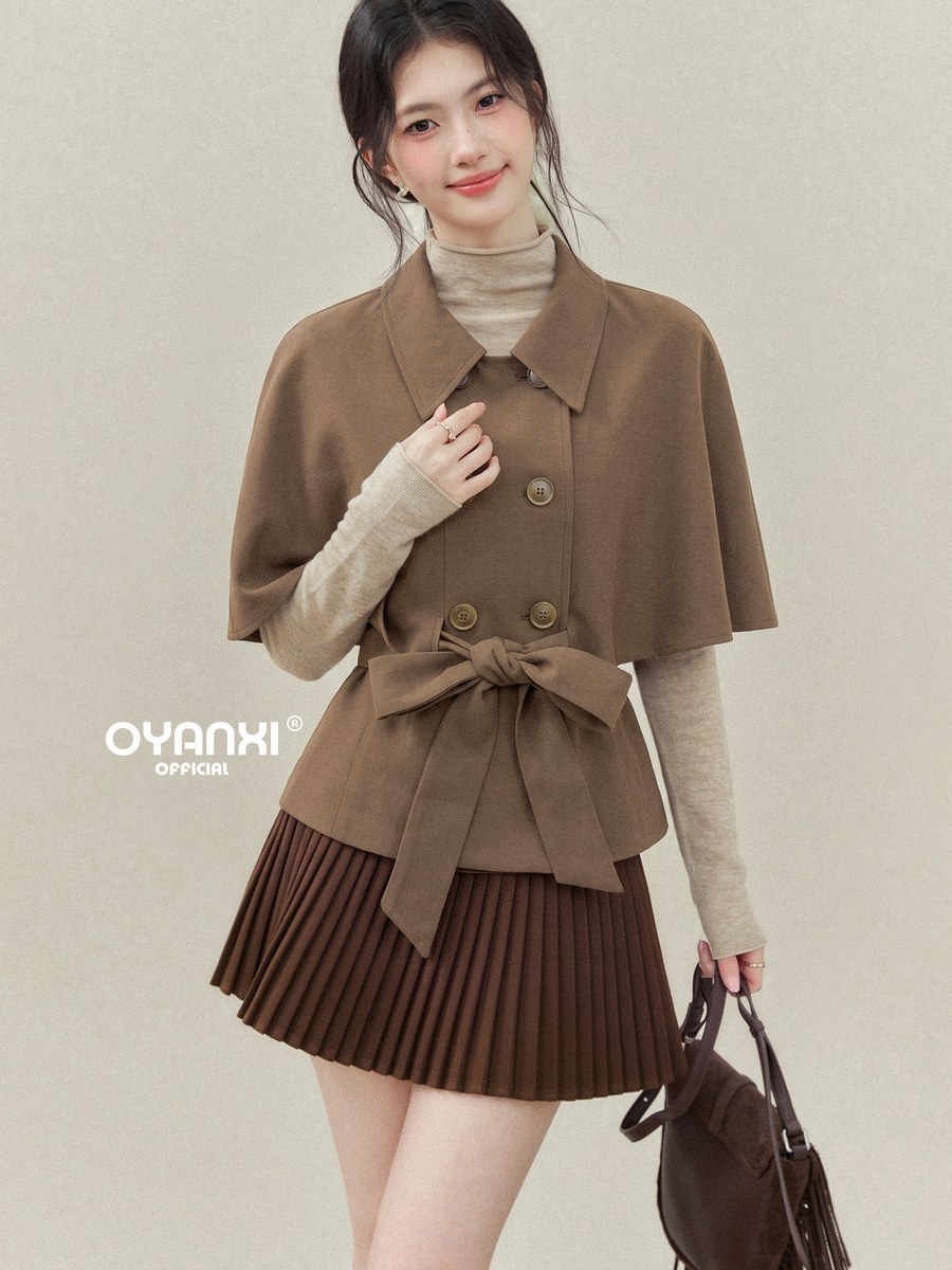 OYANXI ケープ風 トレンチコート×インナー 2点セット