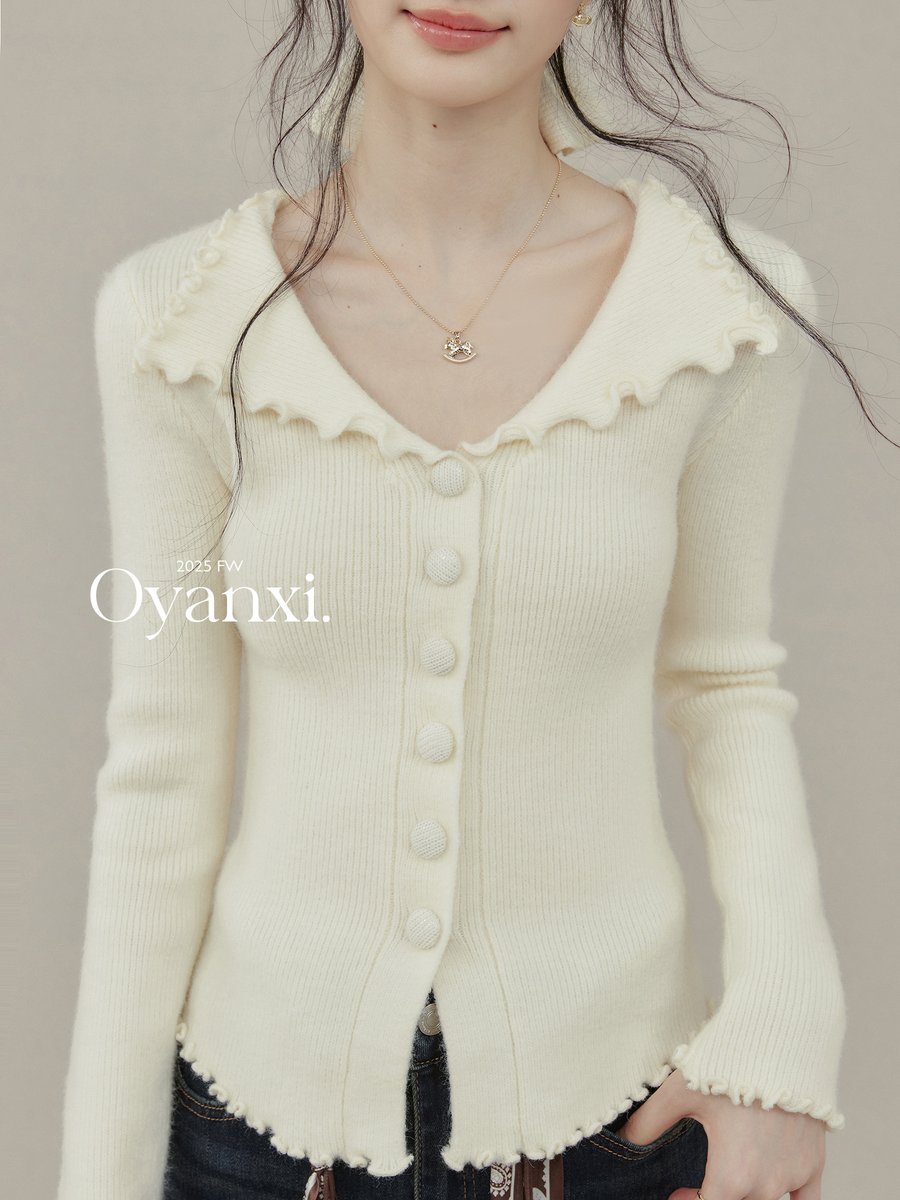 OYANXI 丸襟 ニットカーディガン