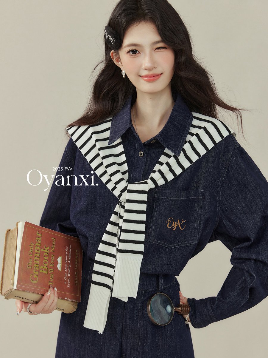 OYANXI ショール付き デニム 3点セットアップ