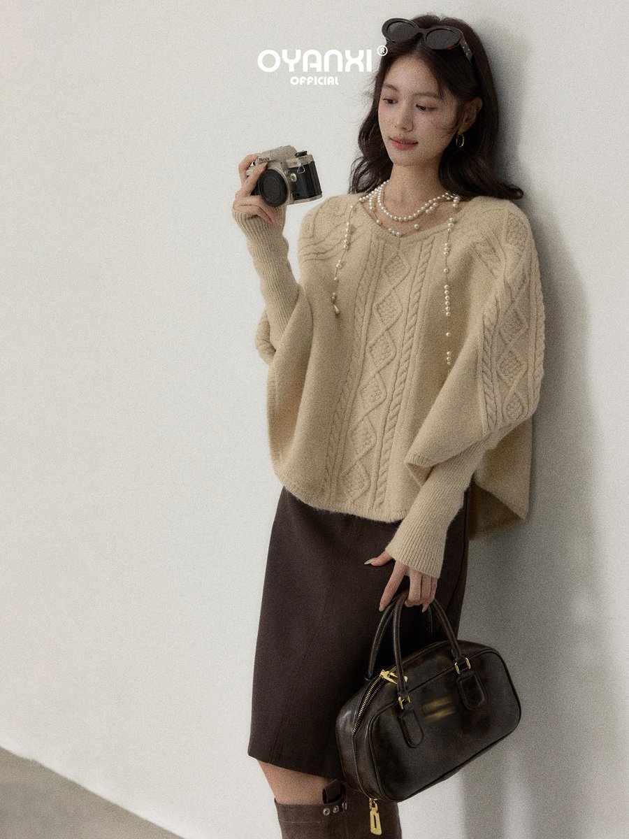 OYANXI ハイウエスト ストレート ミディスカート