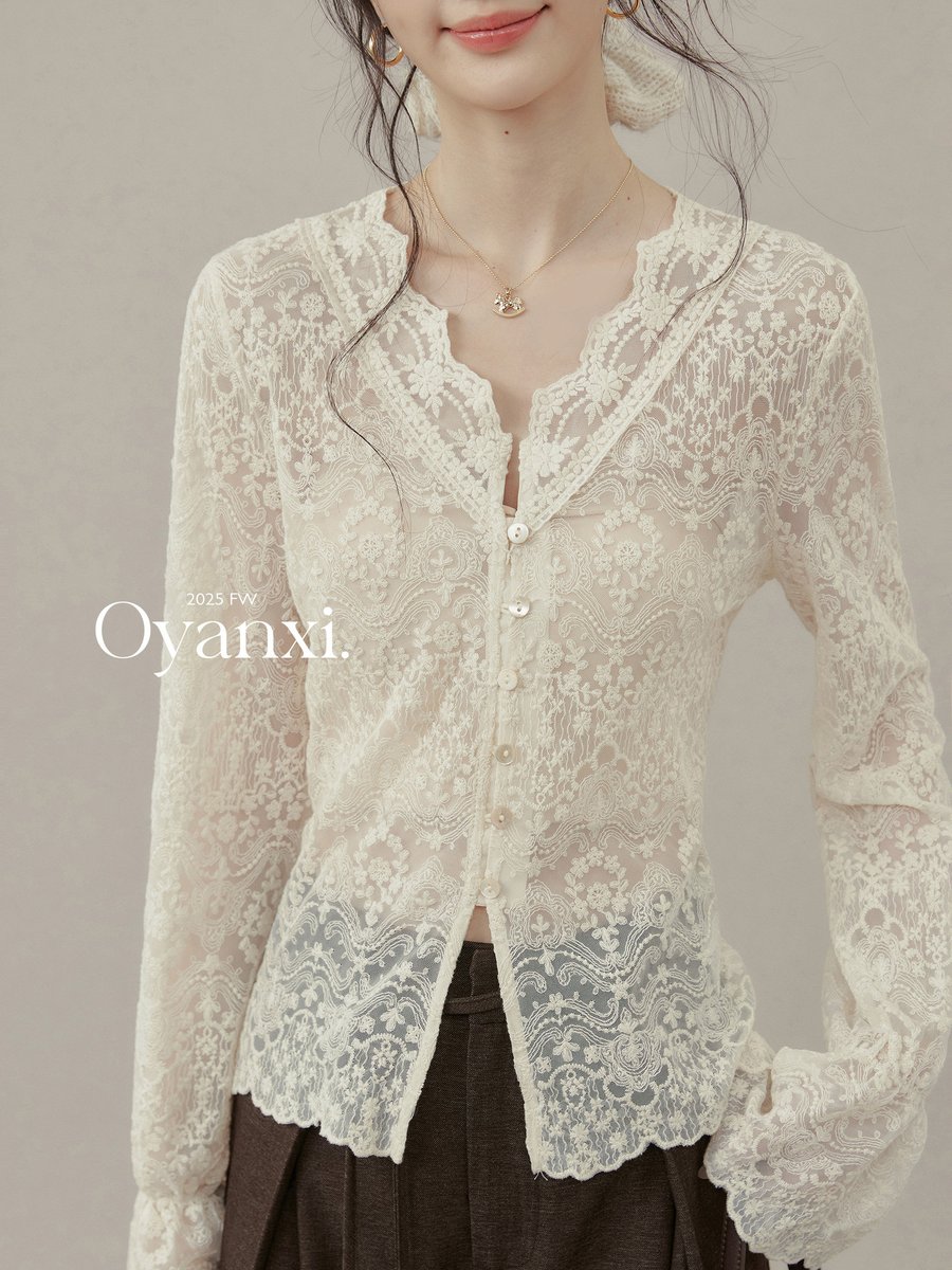 OYANXI レース 長袖カットソー