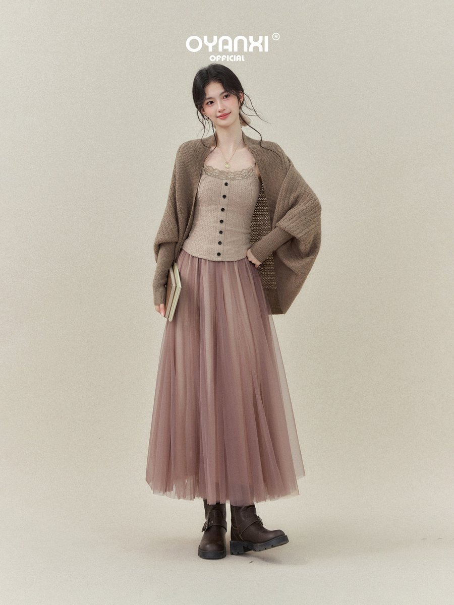OYANXI ドルマンスリーブ ゆったり ニットカーディガン
