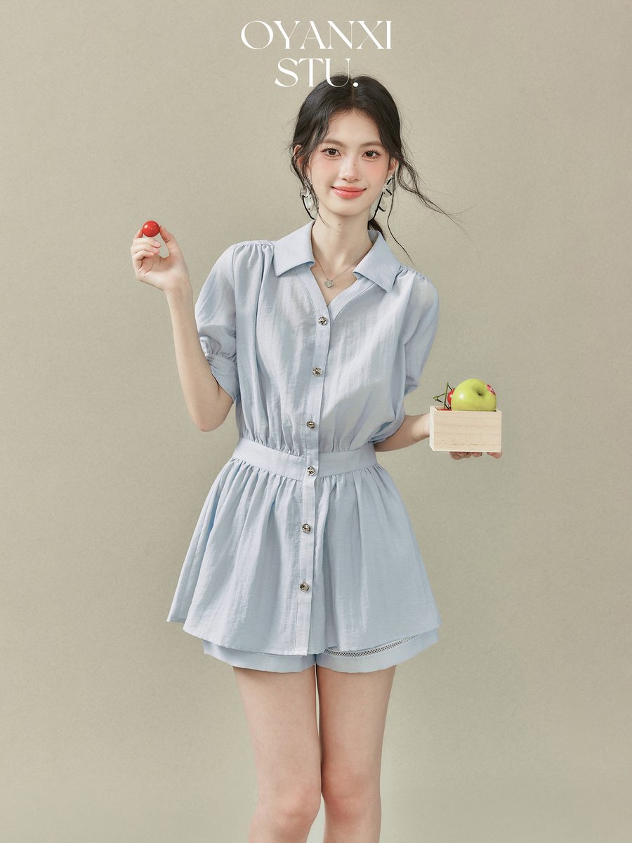 OYANXI シャツデザイン スカート＆パンツ セットアップ