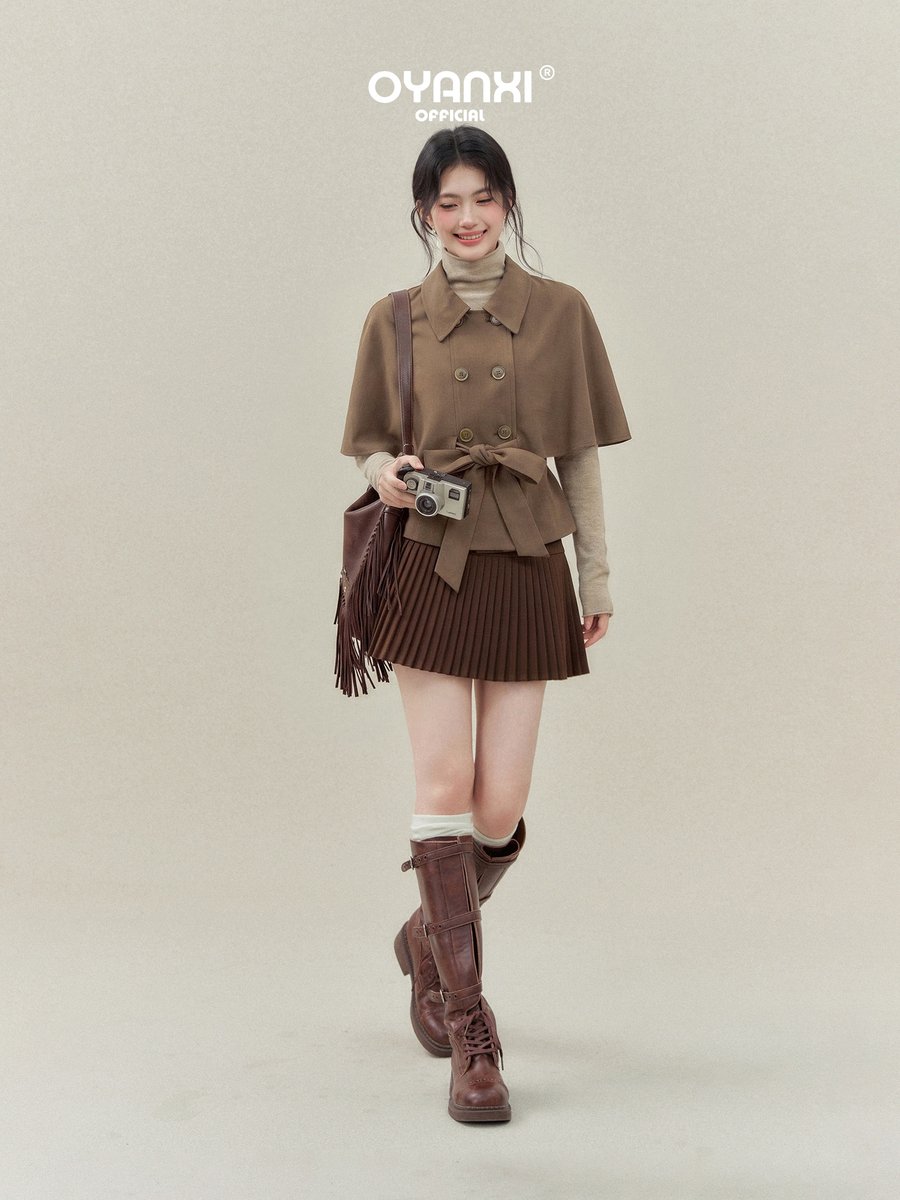 OYANXI ケープ風 トレンチコート×インナー 2点セット