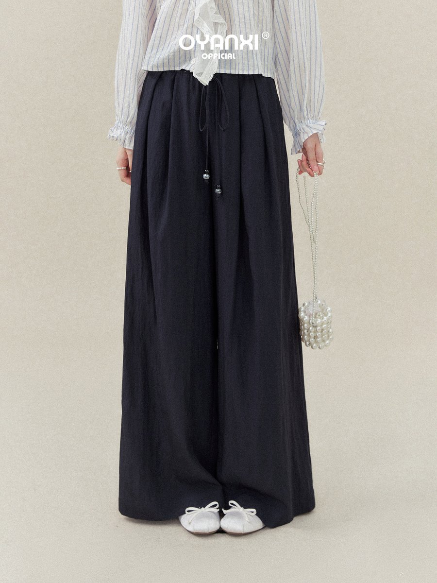 OYANXI ハイウエスト とろみ ワイドパンツ