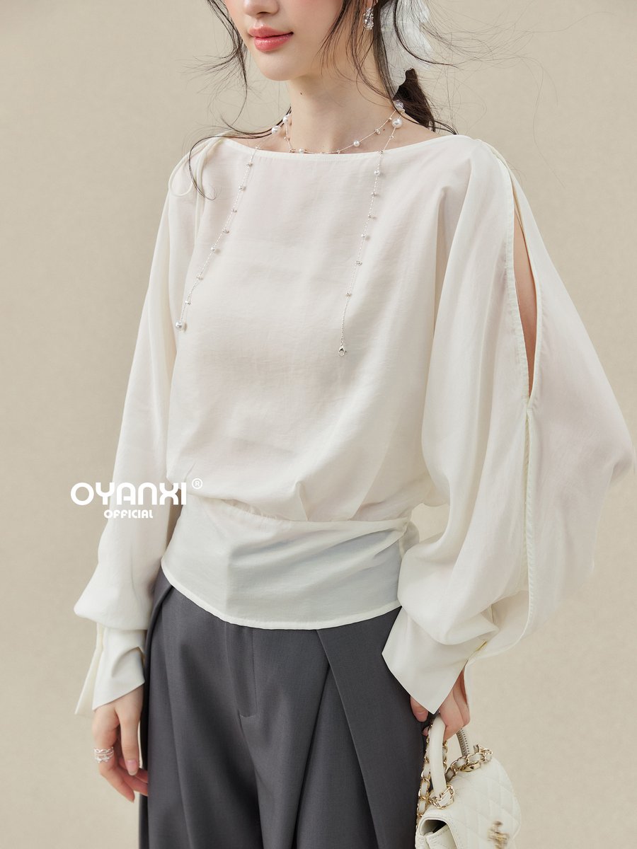 OYANXI リボンディテール 長袖シャツ