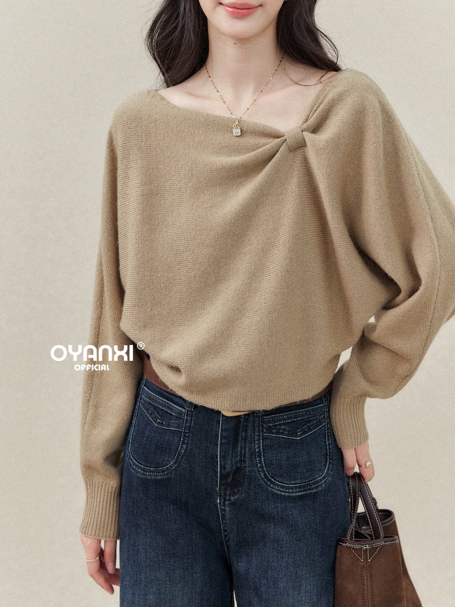 OYANXI ツイスト ボートネック ドルマンスリーブニット