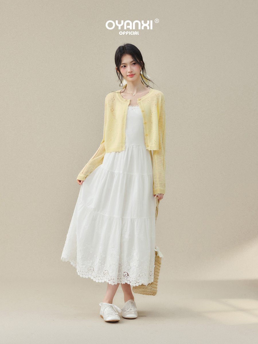 OYANXI 薄手 透かし編み ニットカーディガン