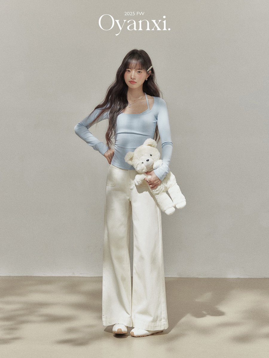 OYANXI ハイウエスト ストレート ワイドパンツ ミルクホワイト