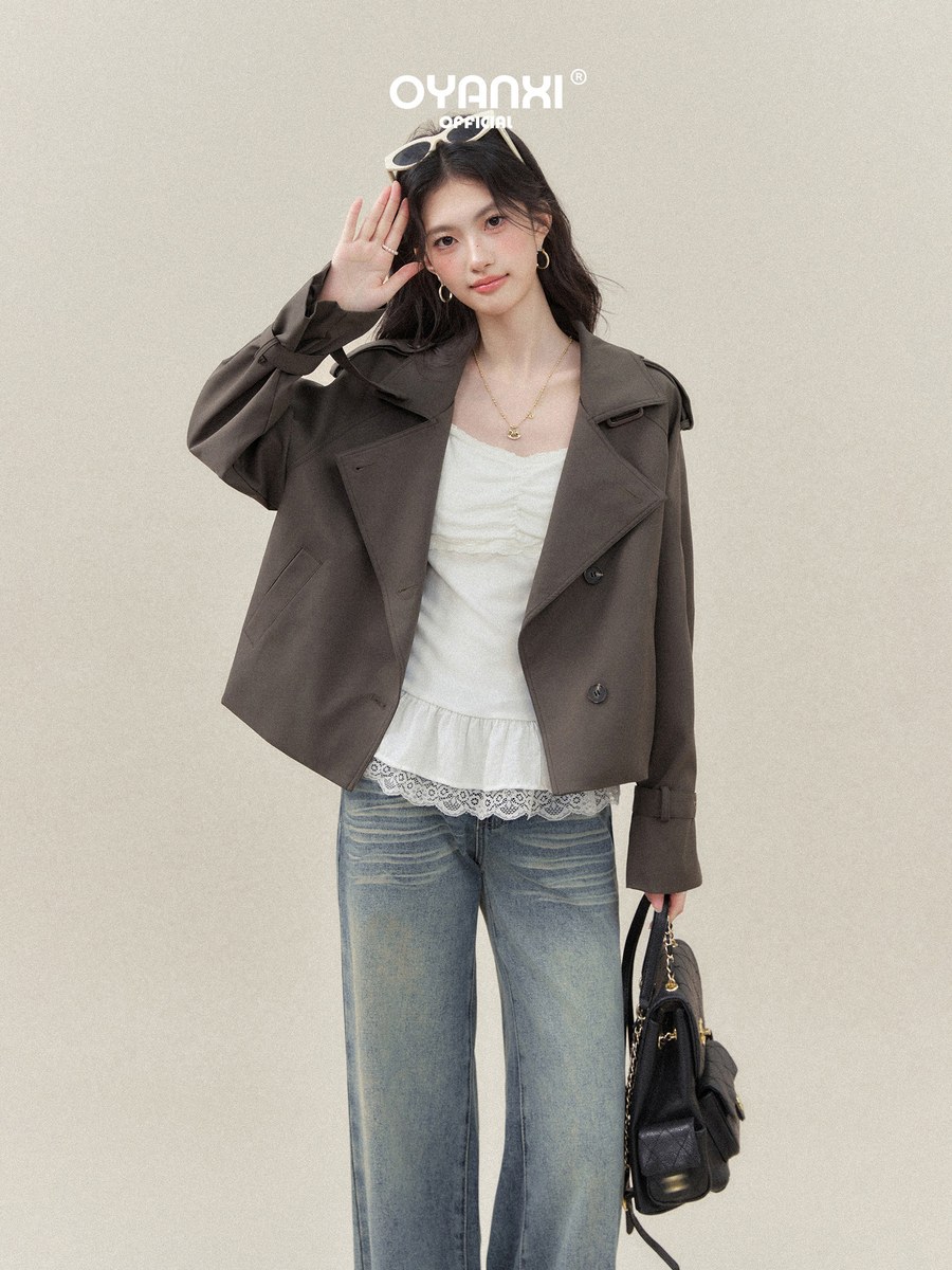 OYANXI レトロ トレンチ風 ショートジャケット