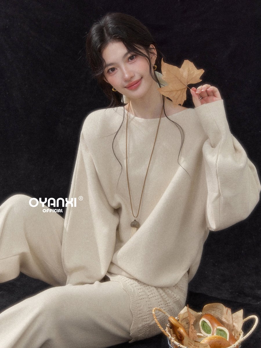OYANXI 長袖ニット×ゆったりパンツ セットアップ