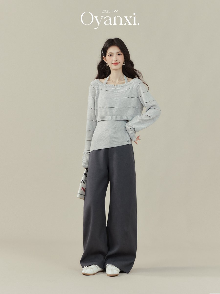 OYANXI 透かし編み ホルターネック ニット2点セット