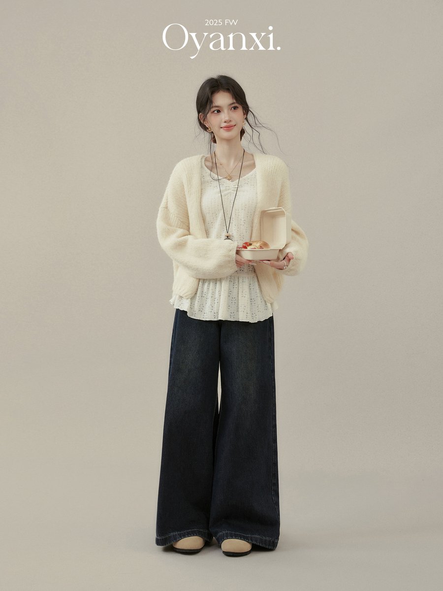 OYANXI ルーズシルエット ニットカーディガン