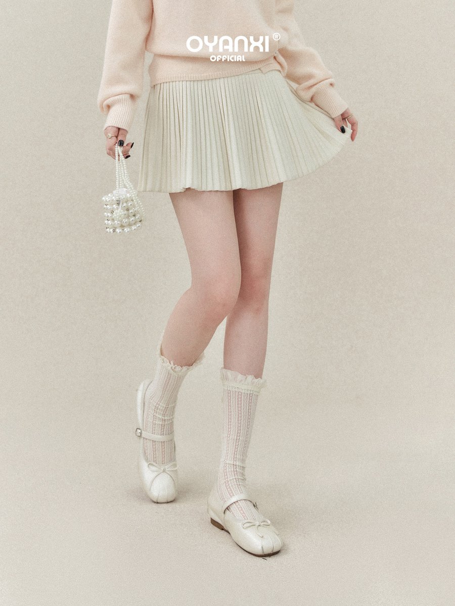 OYANXI ハイウエスト プリーツ Aライン ミニスカート