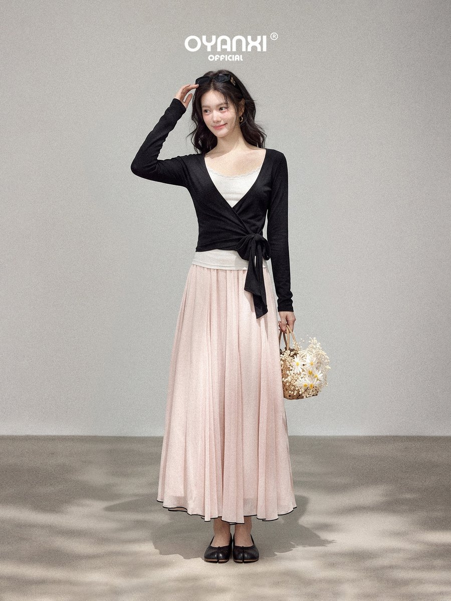 OYANXI ハイウエスト ストレート ロングスカート