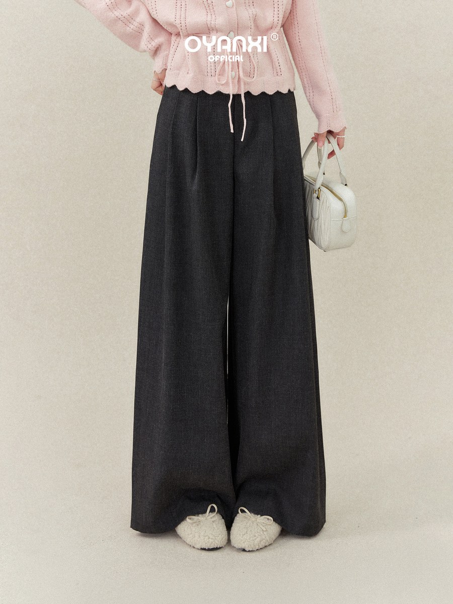 OYANXI ハイウエスト リラックス ワイドパンツ
