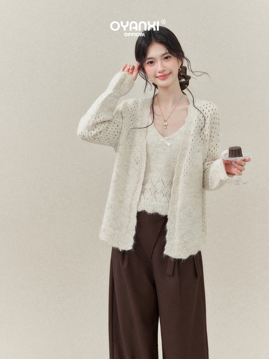 OYANXI ハイウエスト 落ち感 ロング丈ワイドパンツ