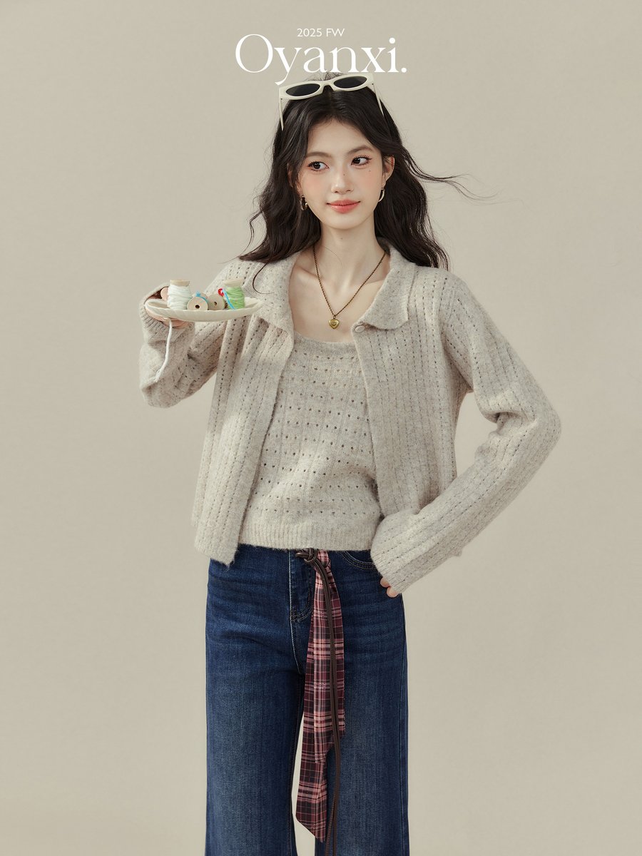 OYANXI ハイウエスト フレア デニムパンツ