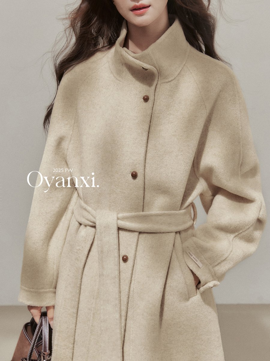 OYANXI スタンドカラー ダブルフェイス ロングコート