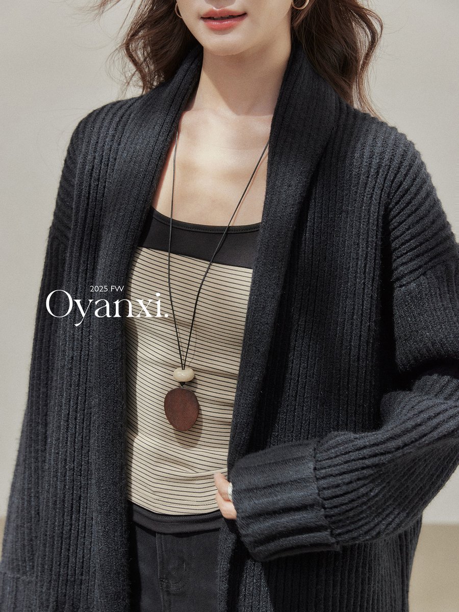 OYANXI ニットカーディガン＆ストライプキャミソール 2点セット