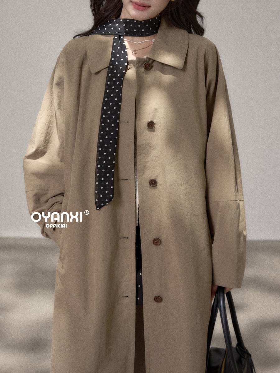OYANXI シンプル ゆったりシルエット トレンチコート