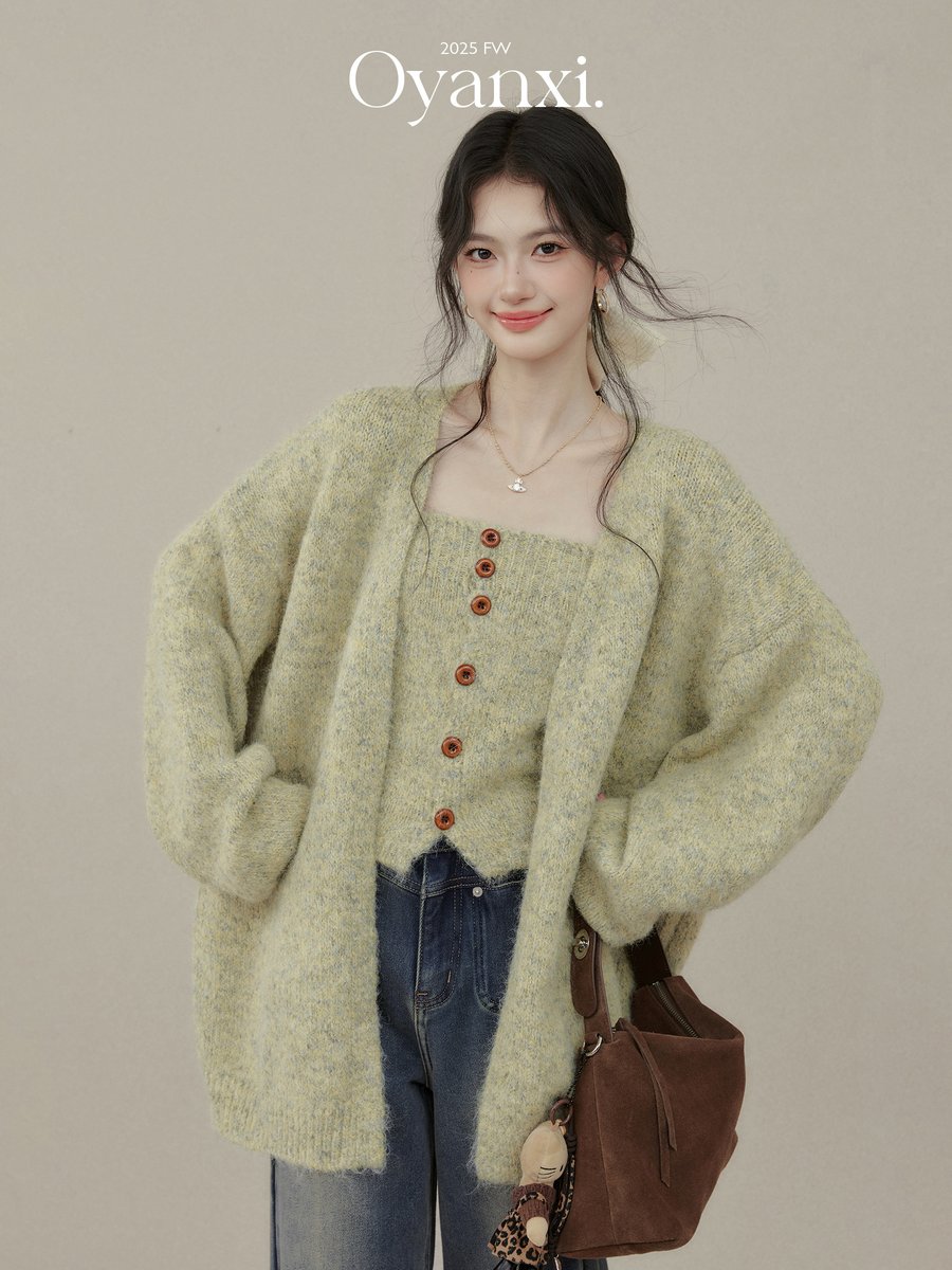 OYANXI ミドル丈 ニットカーディガン