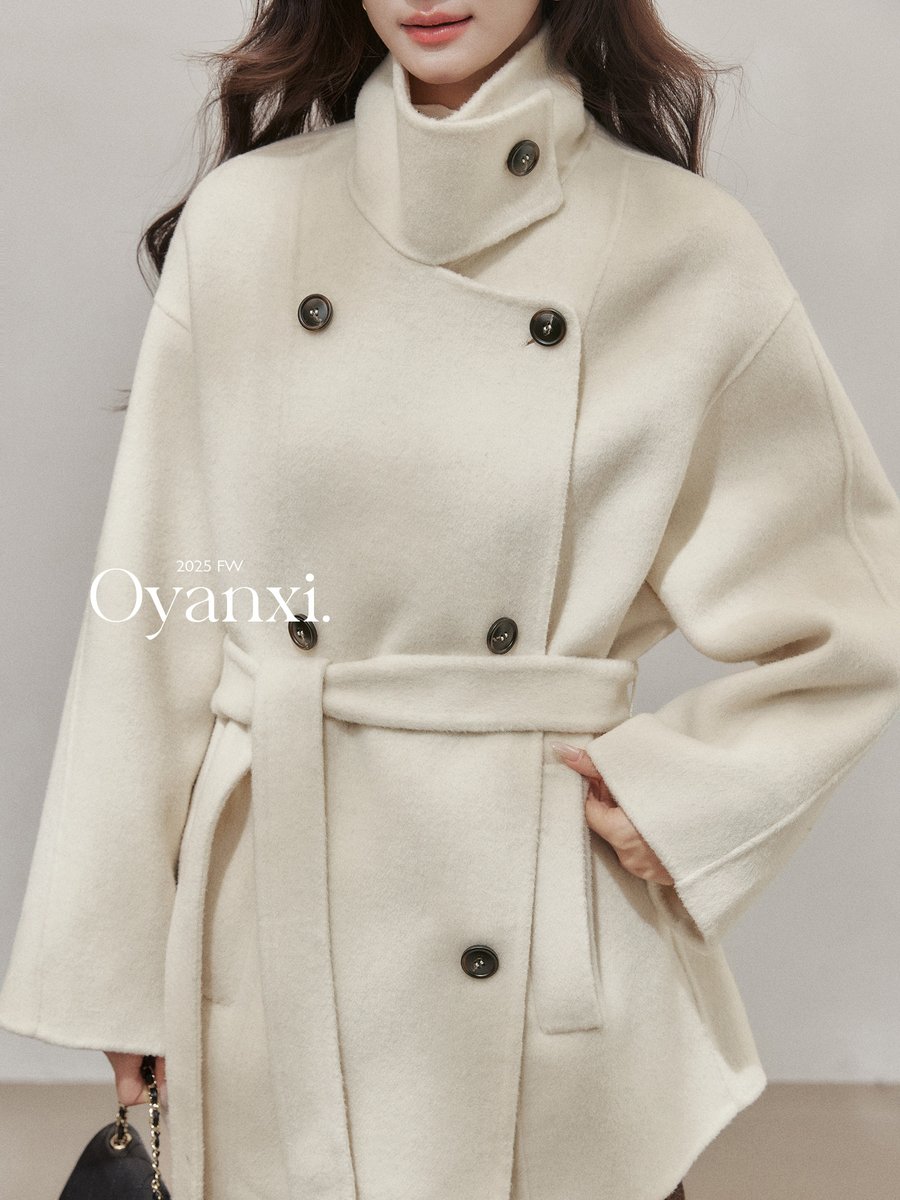 OYANXI ハンドメイド ダブルフェイス ミドル丈コート