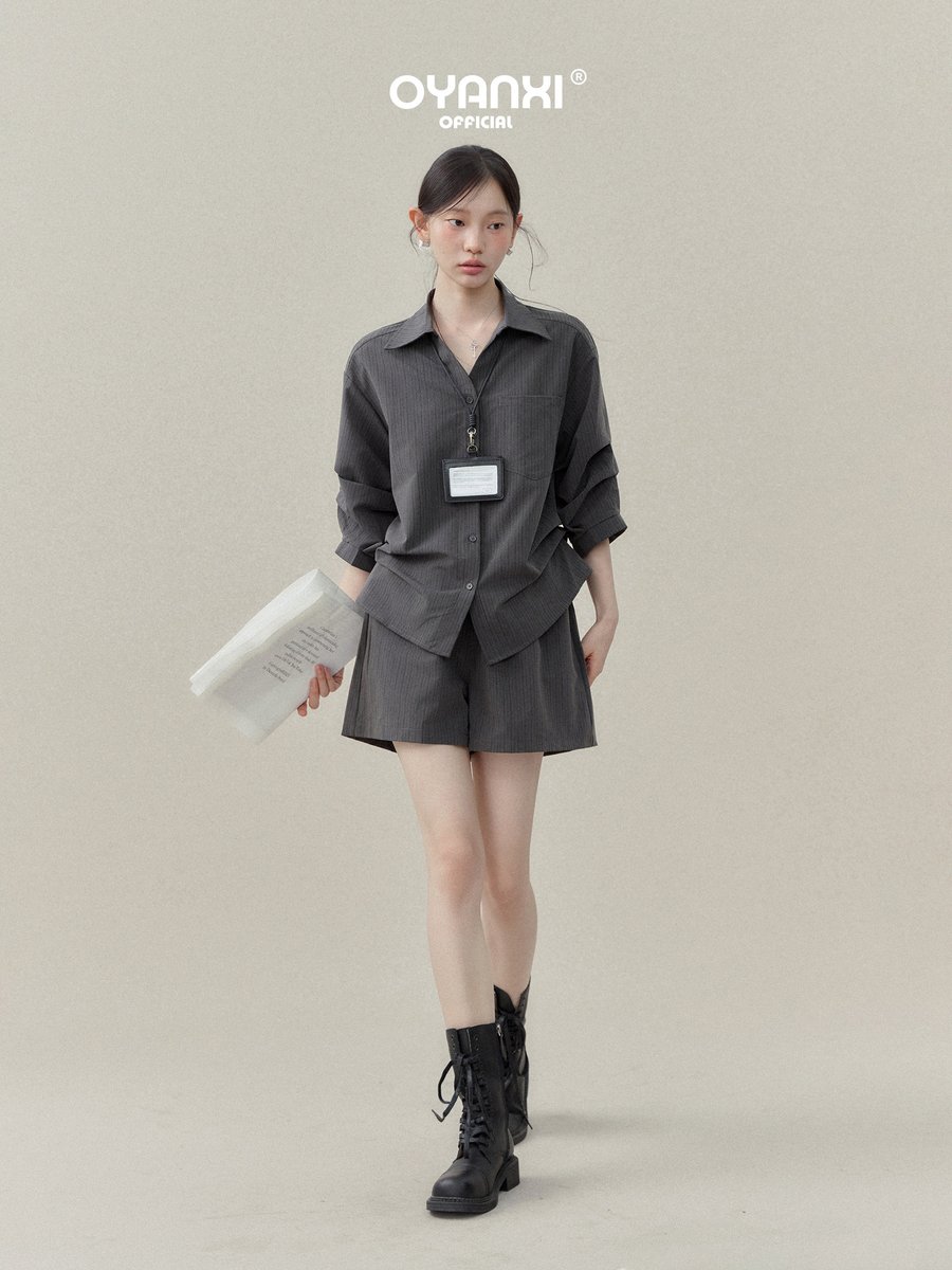 OYANXI ストライプ 半袖シャツ＆ショートパンツ セットアップ