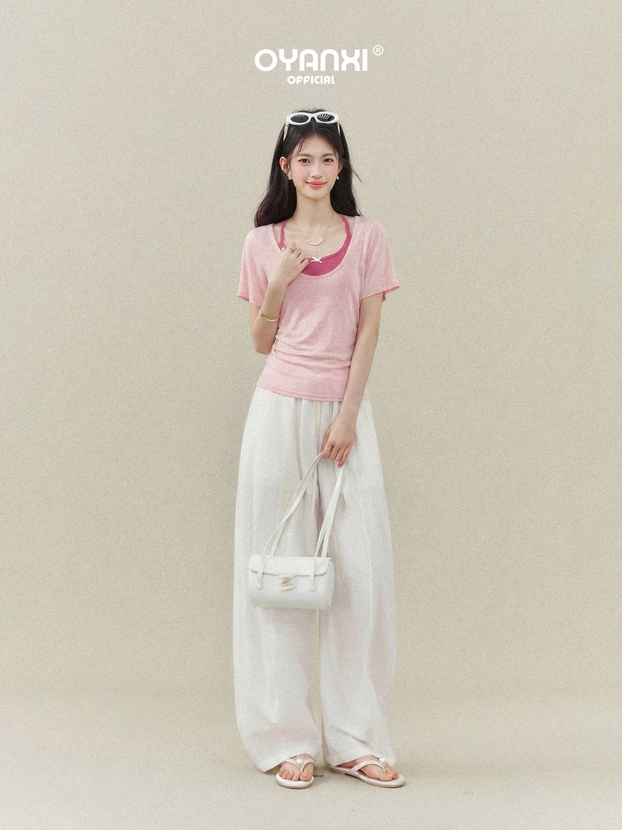 OYANXI シアーTシャツ＆キャミソール レイヤード2点セット