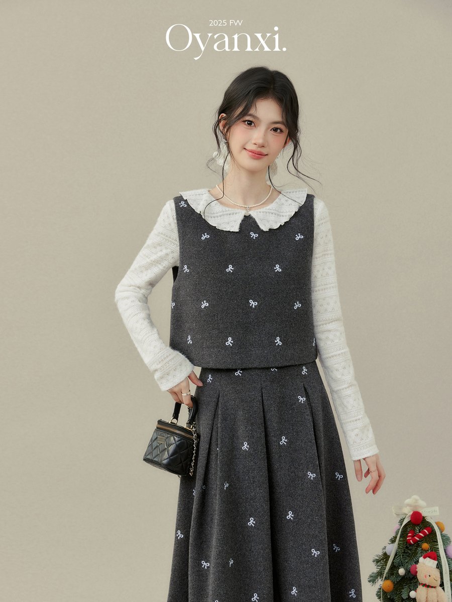 OYANXI ベスト＆丸襟ワンピース 2点セット