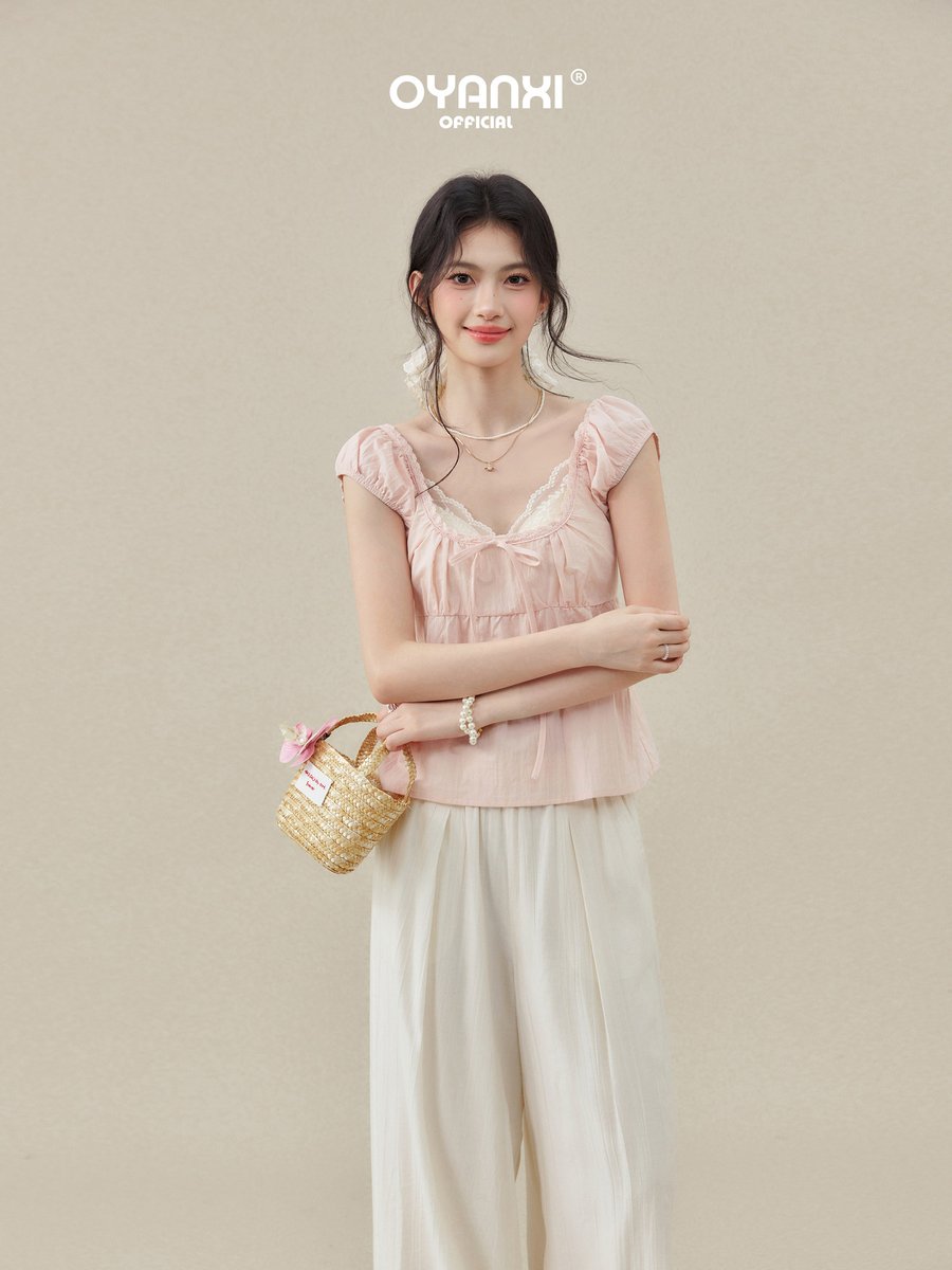 OYANXI ハイウエスト リラックス ロングワイドパンツ